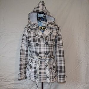 Maurices Button Up Hooded Jacket with Tie Waist